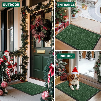 Yimobra Large Door Mat Outside Entrance 36x24, Waterproof Sturdy Outdoor Mats for Front Door, Heavy Duty Non-Slip Doormat for Garage Patio Entryway Indoor, Easy Clean, Green