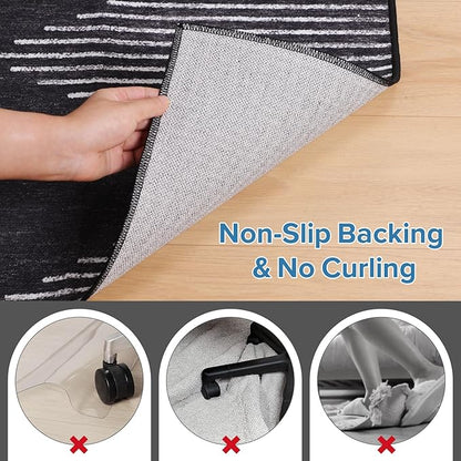 Office Chair Mat for Hardwood Floors, Durable 48"x60" Low-Pile Bohemian Stripe Desk Rug with Non-Slip Backing, Easy-Glide Computer Floor Protector for Rolling Chairs