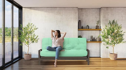 Royal Sleep Products by The Futon Factory 6 inch Foam Futon Mattress - Solid Mint Cover - Full Size - CertiPUR Certified Foams - Made in USA - Replacement Mattress - (Frame not Included)
