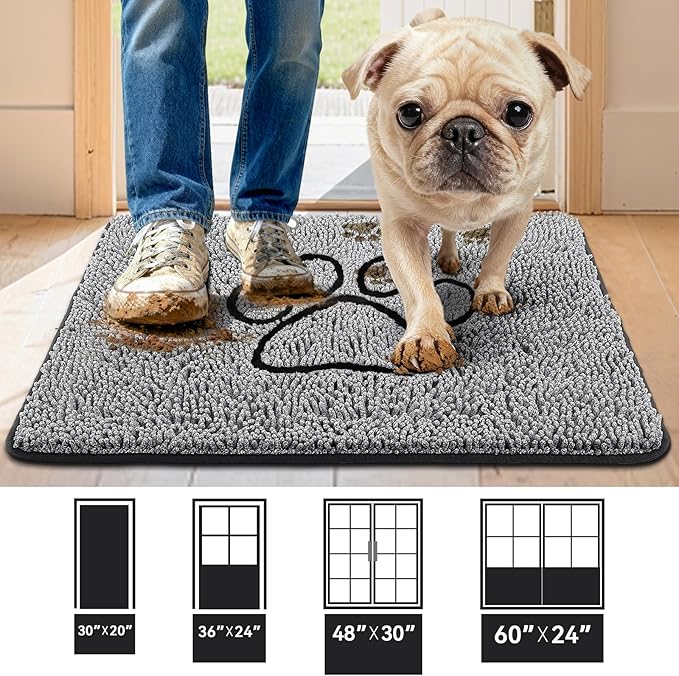 Bcoimo Super Absorbent Dog Door Mat, 30"*20" Anti Slip Mat for Muddy Paws, Pet Rugs for Dirty Paws Washable That Absorbs Moisture and Dirt, for Dog Cage and Pet Resting Carpet