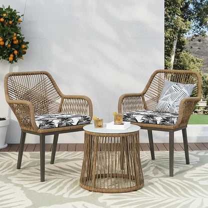 Favoyard Outdoor Chair Cushion 19 x 19 x 3 In Waterproof Pattern Fade Resistant Cushions for Patio Furniture with Removable Cover Attach Straps 28D Foam Insert Cushions Pads for Seat Sofa Couch 2 Pack