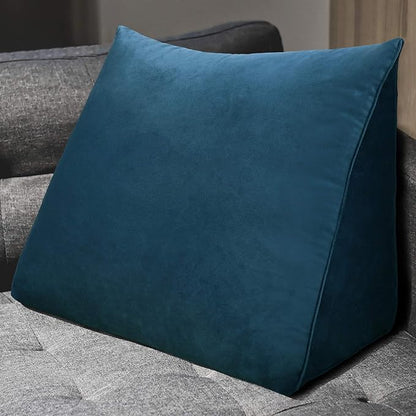 Wedge Headboard Pillow Dorm Room Reading Pillow Back Support for Sitting Up in Bed Bolster Lumbar Cushion Body Positioning Bedrest (Navy Blue, 24x8x20 in)