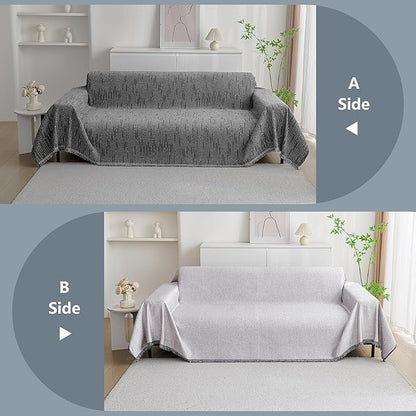 MYSKY HOME Couch Covers for Sofa, Dog Couch Cover Protector, Dark Grey Lines Sofa Covers for Sectional L Shape, Pets Couch Throw Cover Washable Durable Large Couch Cover for Dogs, Cats, 71" X118"
