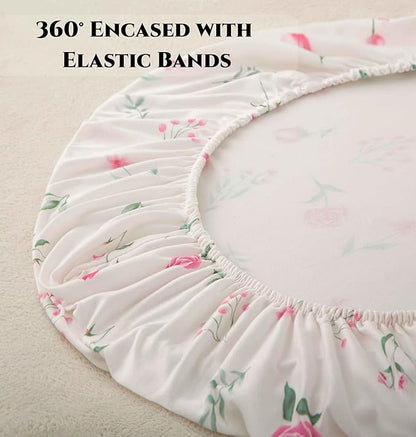 SDY Jersey Bassinet Sheets for Baby Boys and Girls,32 "x 16 "x 4", 2 Pack,Neutral Flower Standard Oval/Retangle Fitted Bassinet Sheets for Toddler,Super Soft Breathable