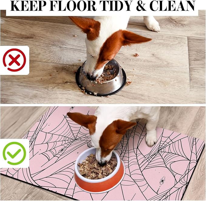 Halloween Dog Food Mats for Floors, Absorbent Dog Bowl Mat for Food and Water Dispenser Mat, Quick Dry Cat Food Mat Pet Supplies