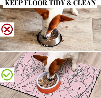 Halloween Dog Food Mats for Floors, Absorbent Dog Bowl Mat for Food and Water Dispenser Mat, Quick Dry Cat Food Mat Pet Supplies