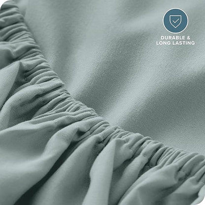 Bare Home Fitted Bottom Sheet Queen Size - Premium 1800 Microfiber - Ultra-Soft Hotel Luxury - Deep Pocket - Durable and Long Lasting (Queen, Sea Spray)
