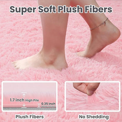 4x6 Area Rugs for Living Room Rug: Soft Fluffy Shag Pink Rugs for Bedroom, Non-Slip Large Fuzzy Plush Rug Indoor Floor Carpet for Nursery Kids Boys Girls Room, Dorms, Playroom, Modern Home Decor