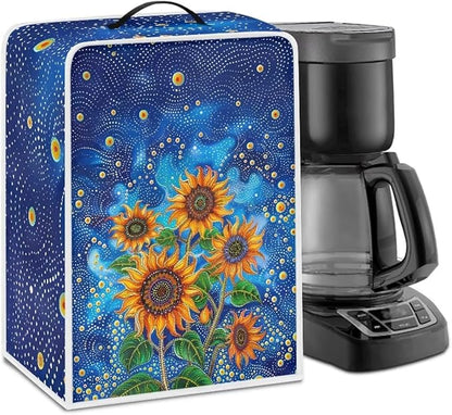Coffee Machines Covers - Dust Resistant Protective Covers For Coffee Makers, Blender, Mixer, Juice Machine - Dust Proof, Washable Sunflowers Pattern Blue
