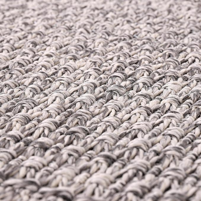 Easy Jute Rug 5x7 Indoor Outdoor Natural Rugs Solid Fiber Rug Woven Area Rug Boho Easy Clean Inside Carpet for Living Room Bedroom Dining Room Hallway or Outdoor Patio Porch (5 X 7 Silver)
