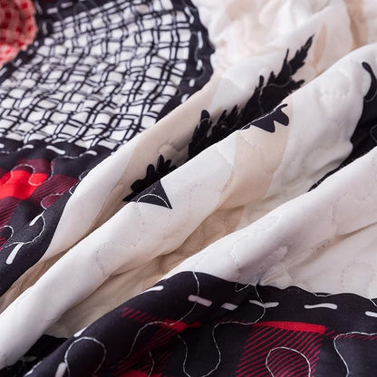 Soul & Lane Deer in The Pines 50" x 60" Lightweight Buffalo Plaid Blanket: Christmas Rustic Bedding Quilted Throw, Check Black and Red Quilt, Holiday Outdoor Coverlet, Lodge Winter Lap Comforter