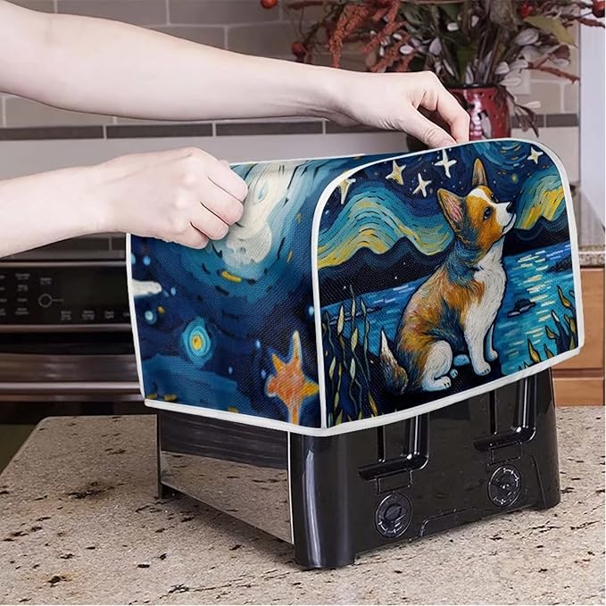 ZFRXIGN Corgi Toaster Cover Small Appliance Covers Starry Night Toaster Cover 2 Slice Kitchen Decor Toaster Microwave Oven Cover Toaster Bag Dust Cover Blue