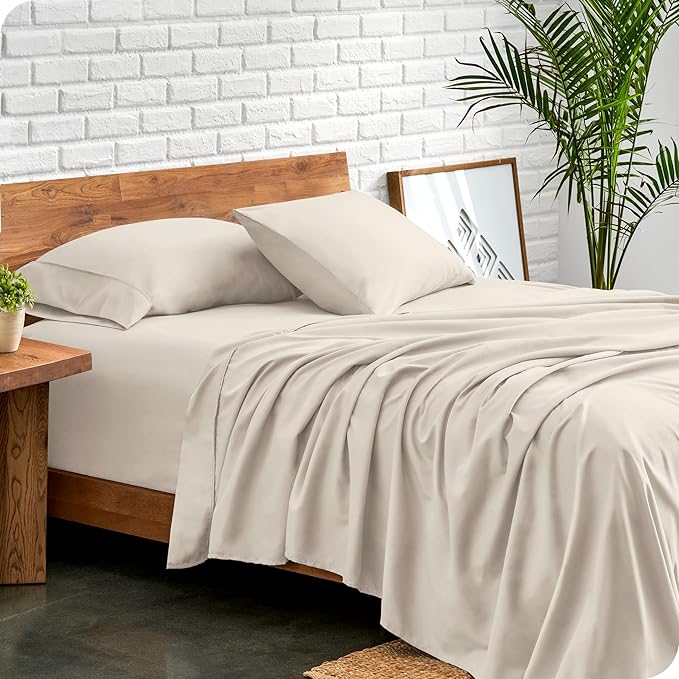 Bare Home Twin Sheet Set - 1800 Ultra-Soft Microfiber Bed Sheets - Double Brushed - Deep Pockets - Easy Fit - Extra Soft - 3 Piece Set - Bedding Sheets & Pillowcases (Twin, Wheat)