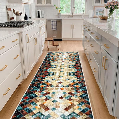 Runner Rug Washable 4x13 FT, Non Slip Rubber Backing Abstract Carpet, Soft Area Rugs for Bedroom Kitchen Hallway Entryway Bathroom, Customized