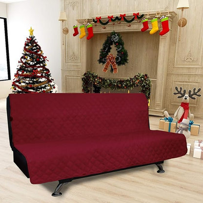 Easy-Going Sofa Slipcover Futon Cover Waterproof Couch Cover Furniture Protector Cover Pets Covers Whole Fabric No Stitching Non-Slip Fabric Pets Kids Children Dog Cat (Futon, Christmas Red)