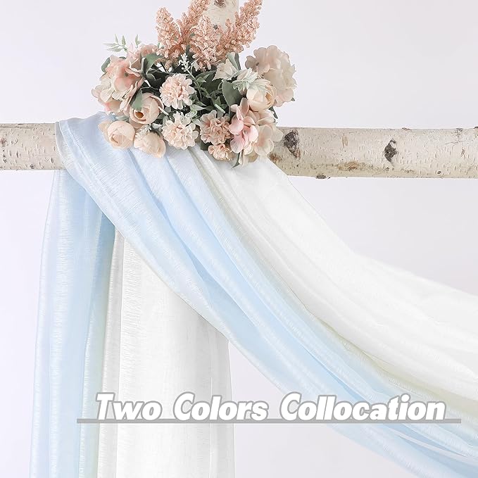DONREN White Sheer Window Valance - Luxury Soft Semi-Sheer Scarf for Window Wedding Arch Curtains (1 Panel, 52 x 216 Inch Length)