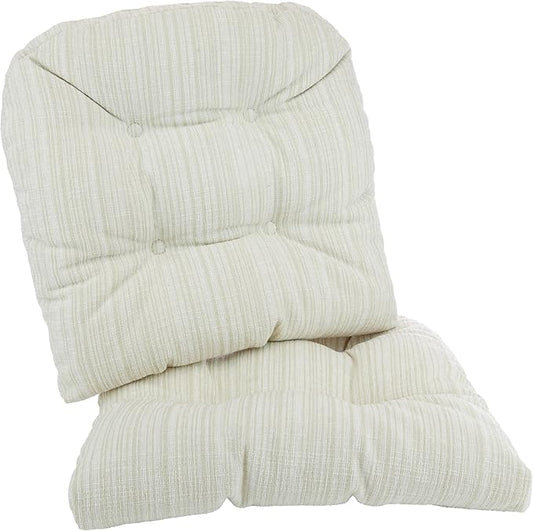 Klear Vu Gripper Overstuffed Universal Non-Slip Dining Chair Cushions for Kitchen Decor or Office Use, U-Shaped Skid-Proof Seat Pad, 17x17 Inches, 2 Count (Pack of 1), Chenille Cream