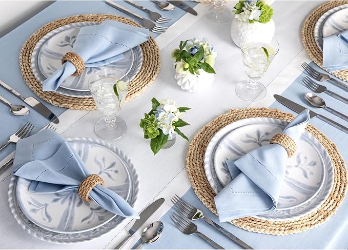 Solino Home Linen White Table Runner 108 Inches Long - 100% Pure Linen 14 x 108 Inch Table Runner for Holiday, Christmas, New Year - Classic Hemstitch