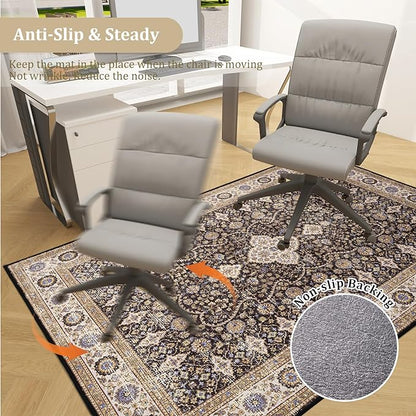 Office Chair Mat for Hardwood Floor, 48"x36" Easy Glide Computer Desk Mat Protector for Rolling Chair Under Desk Rug Nonslip Backing, Machine Wash (Modern)