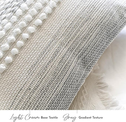 BlissBlush Gray Decorative Throw Pillow Cover 22X22, Boho Accent Pillow for Couch, Square Modern Farmhouse Pillowcase for Living Room Couch Sofa Cushion Home Décor (Pack of 1)