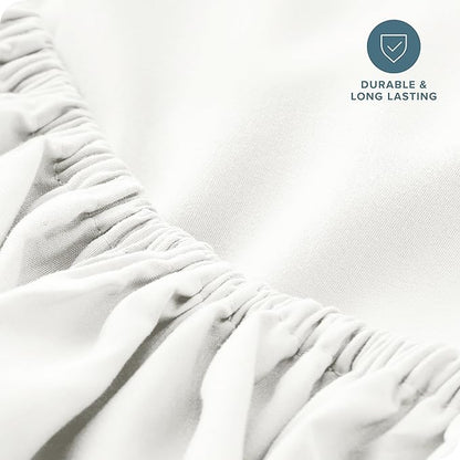 Fitted Bottom Sheet Full Size - Premium 1800 Microfiber - Ultra-Soft Hotel Luxury - Deep Pocket - Durable and Long Lasting - Fitted Sheet (Full, Cream)