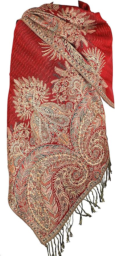 Achillea Big Paisley Pashmina Shawl Wrap for Women – Elegant Scarf for Weddings, Evening Dresses, Festivals & Daily Wear