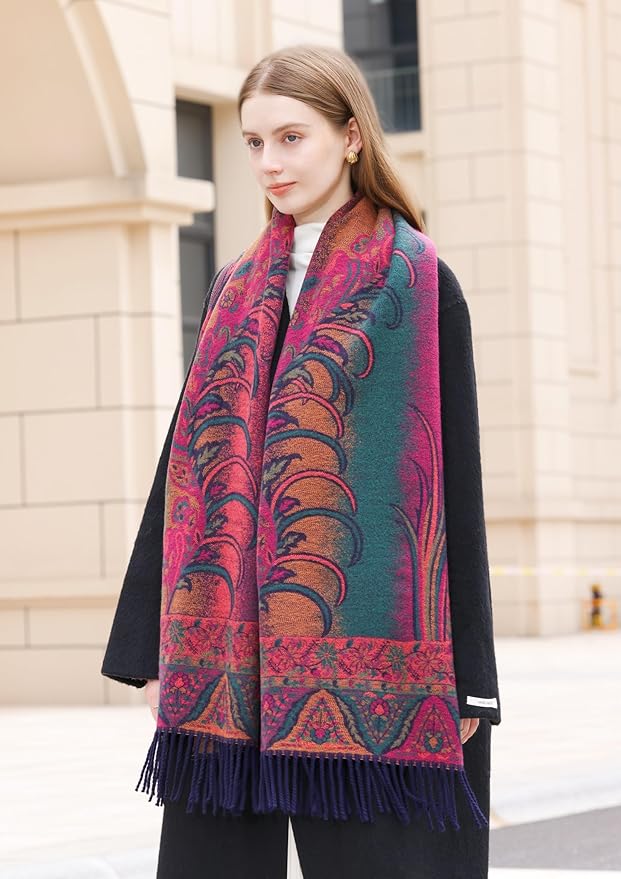 Wander Agio Warm Fashion Scarf Long Shawl Large Blanket Winter Wraps Scarves for Women Cashmere Jacquard Vintage Paisley