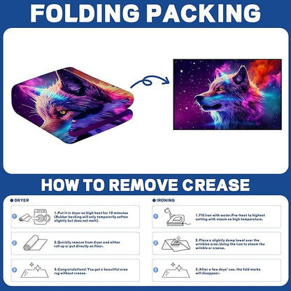 6' x 9' Galaxy Wolf Rug Large 3D Fierce Wolves Space Area Rugs for Bedroom Living Room Playroom Gameroom Boys Kids Colorful Glitter Throw Rugs Floor Mat Carpet,180 X 275cm