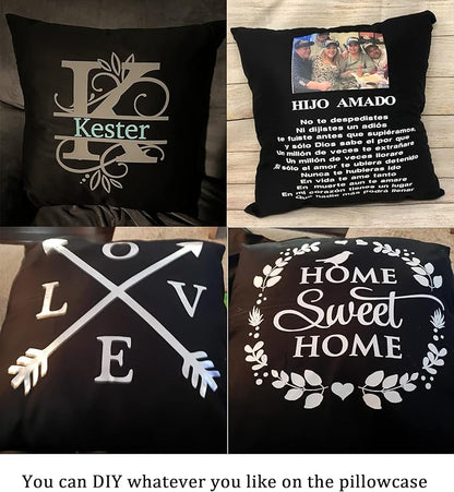 Thmyo 4-Pack 100% Cotton Comfortable Solid Decorative Throw Pillow Case Square Cushion Cover Pillowcase Sublimation Blank Pillow Covers Christmas DIY Throw Pillowcase for Sofa(18x18inch/45x45cm,Black)