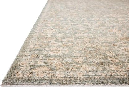 Loloi Chris Loves Julia Palma Collection PLM-05 Blue/Natural 3'-6" x 5'-6" Accent Rug Vintage Style Boho Living Room Bedroom Carpet