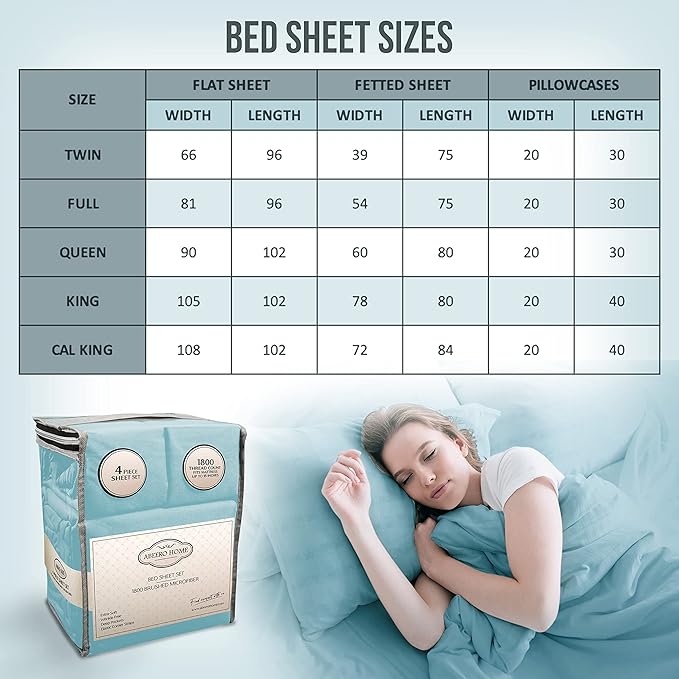 Queen Sheet Set - Luxury Hotel Bed Sheets - Soft Cooling Sheets with Elastic Corner Straps - Deep Pocket Microfiber Bedsheet - Bedding Sheet & Pillowcases - 4 PC (Queen Size, Light Blue)