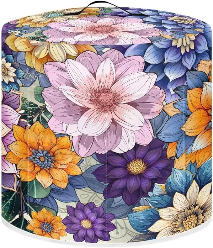 Air Fryer Cover Dust Cover, Washable Small Appliance Covers for 6 Quart Air Fryer & Pressure Cooker Kitchen Appliance Accessories with Pockets, Bright Blossom