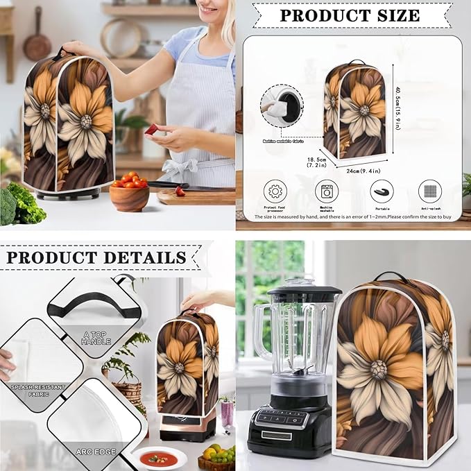 Vintage Flower Floral Pattern Appliance Covers Set Washable Kitchen Blender Dust Cover Bread Maker Toaster Cover 2 Slice Kitchen Accessories