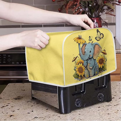 ZFRXIGN Elephant Sunflower Toaster Cover 2 Slice Small Appliance Covers Kitchen Microwave Oven Dust Cover Case Protector Waterproof Toaster Covers Butterfly Yellow