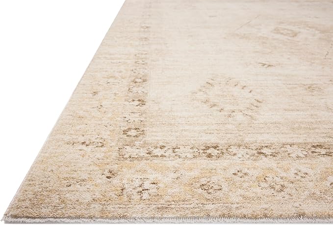 Loloi Chris Loves Julia Palma Collection PLM-06 Natural/Smoke 2'-7" x 12'-0" Fringe Runner Rug Vintage Style Boho Living Room Bedroom Carpet