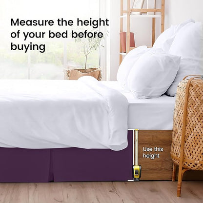 Utopia Bedding Full Bed Skirt - Soft Quadruple Pleated Ruffle - Easy Fit with 16 Inch Tailored Drop - Hotel Quality, Shrinkage and Fade Resistant (Full, Purple)
