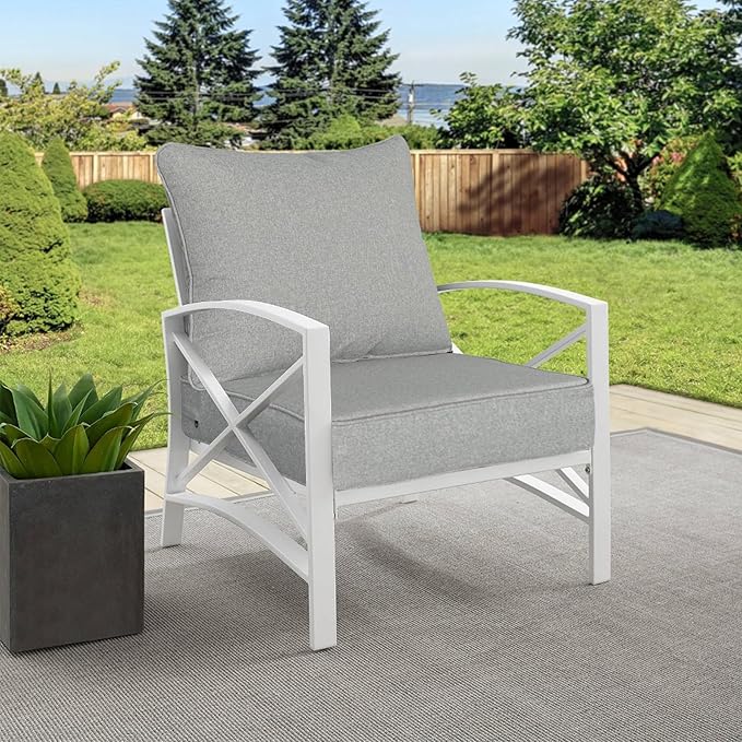 Goodgoods 22x24 inch Outdoor/Indoor Deep Seat Patio Cushions Set of 2 Resilient Foam Filling Water Repellent Stain-Resistant UV Resistant Weather Resistant Deep Seat Bottom Light Gray