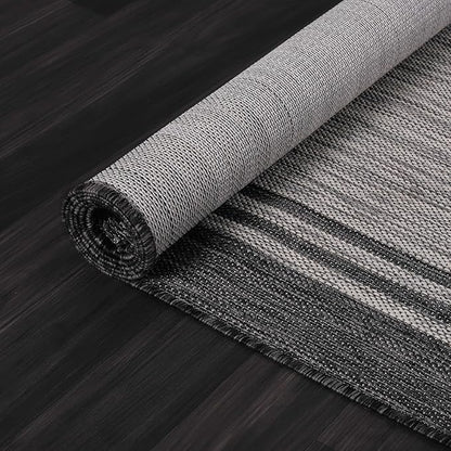 Bordered Outdoor Rug 6x9 Washable Outside Carpet for Indoor Patio Porch Waterproof Easy Cleaning Non Shedding Area Rugs Dark Gray 6 x 9