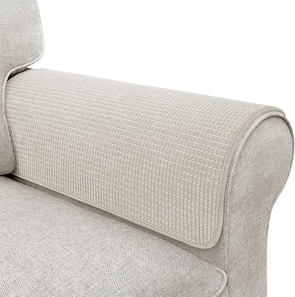 Couch Arm Covers, Sofa Arm Covers, Waterproof Armrest Cover for Sofa, Armchair, Loveseat, Non-Slip Recliner Arm Cover, Sofas Headrest Cover, Arm Chair Covers Set of 2 (Taupe, 26"×26")