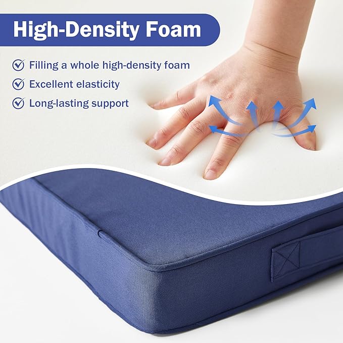 Outdoor Chair Cushions, Waterproof Patio Chair Cushions 22x22x3 Inch, Outdoor Cushions with Removable Cover for Sofa, Fade Resistant Patio Cushions for Outdoor Furniture, Navy Blue