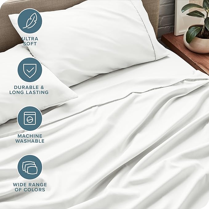 Bare Home Split King Sheet Set - 1800 Ultra-Soft Microfiber Bed Sheets - Double Brushed - Deep Pockets - Easy Fit - 5 Piece Set - Bed Sheets & Pillowcases (Split King, Cream)