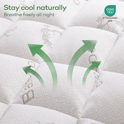 OLANLY California King Mattress Topper – Viscose Made from Bamboo, Cooling Soft Pillow Top Mattress Pad for Back Pain Relief, Plush Down Alternative Fill Bed Topper with Elastic Deep Pocket, White