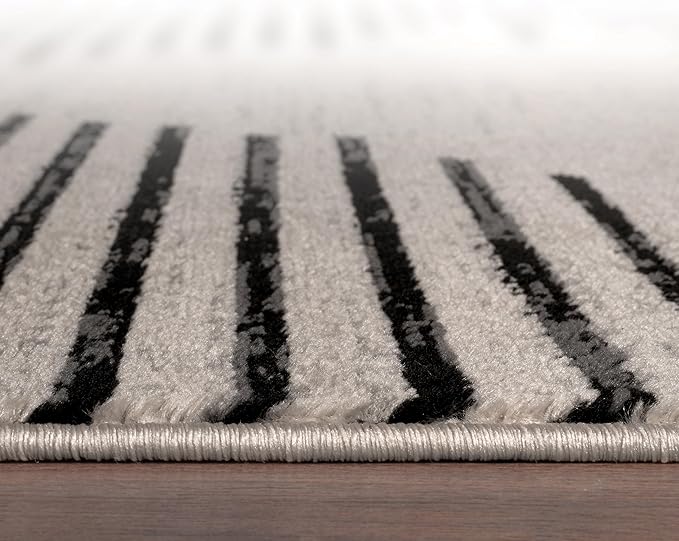 Rugshop Bohemian Stripe Stain Resistant High Traffic Living Room Kitchen Bedroom Dining Home Office Area Rug 2' x 7' Cream