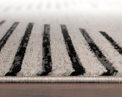 Rugshop Bohemian Stripe Stain Resistant High Traffic Living Room Kitchen Bedroom Dining Home Office Runner Rug 2' 7" x 6' Cream