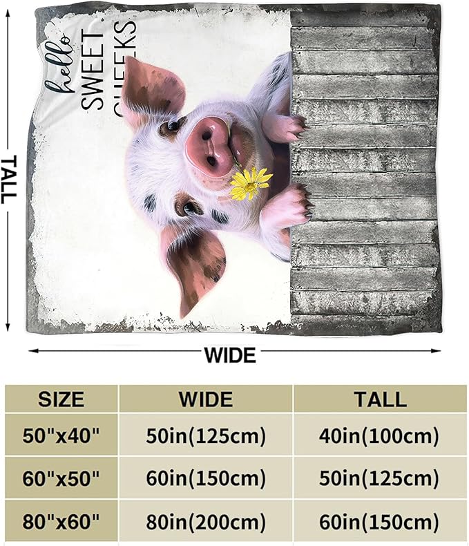 Funny Pig Farm Throw Blanket - Soft, Warm, Cozy Fleece for Couch, Sofa, Bed - 80"x60"