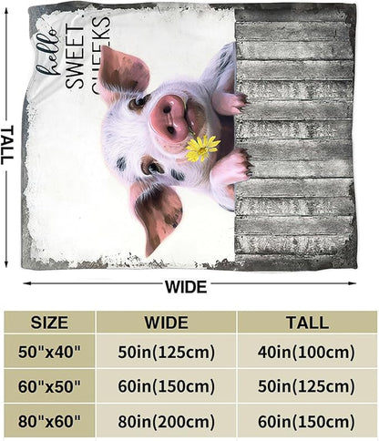 Funny Pig Farm Throw Blanket - Soft, Warm, Cozy Fleece for Couch, Sofa, Bed - 80"x60"