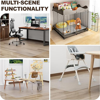 Clear Office Chair Mat, 50"x 60" No Slip Vinyl Desk Chair Mat for Hard Floors, 2mm Thick Heavy-Duty Computer Floor Mat, Waterproof Rolling Chair Floor Protector for Home Office