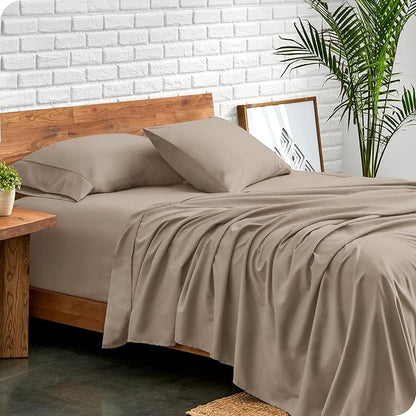 Bare Home Full Sheet Set - Luxury 1800 Ultra-Soft Microfiber Full Bed Sheets - Double Brushed - Deep Pockets - Easy Fit - 4 Piece Set - Bedding Sheets & Pillowcases (Full, Pebble)