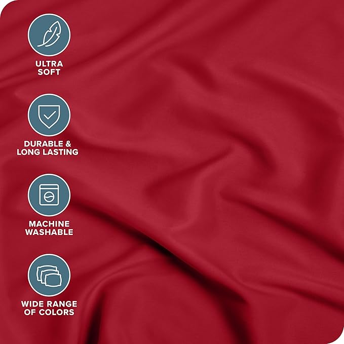 Bare Home 2-Pack Fitted Bottom Sheets Split King - Premium 1800 Ultra-Soft Microfiber - Deep Pocket - 4 Twin XL Fitted Sheets (Split King, Red)