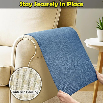 Couch Arm Covers, Waterproof Armrest Cover for Sofa, Armchair, Loveseat, Non-Slip Recliner Arm Cover, Sofa Arm Covers, Headrest Covers, Arm Chair Covers Set of 2 (Navy Blue, 28"×24")